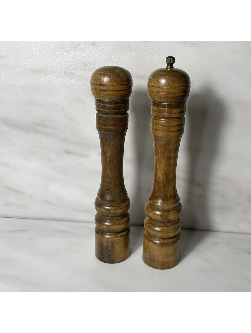MCM Wooden Salt Shaker & Pepper Grinder Boho Regency Style 10” Alba Trading Corp